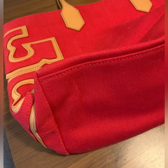 Tory Burch New w/out tags canvas tote. Color: Red - Picture 7 of 8